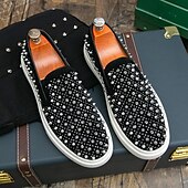 levne Pánské nazouváky a mokasíny-pánské černé slip-on boty s perleťovými detaily - elegantní společenské tenisky na svatby, taneční večírky a luxusní akce