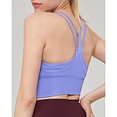 economico Reggiseni sportivi &amp; gilet-Per donna Reggiseno spag Crisscross Back Comodo Traspirante Finto due pezzi Semplice Sport Abbigliamento sportivo Nero Viola Yoga Fitness