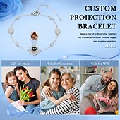 baratos Presentes Personalizados-Pulseira de projeção de fotos personalizada, o melhor presente personalizado para ela, joias de luz e sombra – dia das mães, dia dos namorados, natal, aniversário, presente de aniversário para mãe,