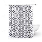 economico Tende doccia-Tende da doccia per bagno tenda da doccia in poliestere con motivo a strisce in tessuto waffle e occhielli in metallo e ganci in plastica 180cm*180cm (70&quot;*70&quot;)
