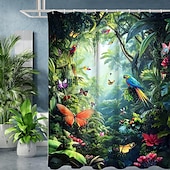 cheap Shower Curtains-Shower Curtain with Hooks 180cm*180cm(70&quot;*70&quot;) Polyester Machine Washable Waterproof Tropical Rainforest Flowers Pattern