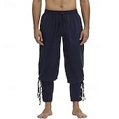 abordables Día festivo-Hombre Pantalones de lino Pantalones Pantalones de verano Pantalones de playa Bolsillo Cintura elástica Cordón de la pierna Plano Comodidad Transpirable Longitud total Exterior Diario Festivos