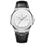 levne Quartz hodinky-Top Luxusní Čtvercové Pánské Hodinky Zobrazení Data Vodotěsné Svítící Vysoce Kvalitní Kůže Moderní Křemíkové Hodinky