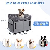 abordables Housses de siège de voiture-Siège d&#039;appoint portable pour animaux de compagnie, siège auto pour petits chiens avec 2 laisses de sécurité à clipser et sangles réglables