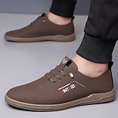 billiga Tillfällig-Herr Sneakers Ledigt PU Läder Andningsfunktion Bekväm Halksäker Snörning Svart Gul Brun Vår Höst