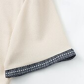 preiswerte Freizeithemden für Herren-Herren Hemd Waffelhemd Sommerhemd Freizeithemd Strandhemd Knopfhemd Schwarz Weiß Wein Grün Kaki Kurzarm Geometrisch Revers Urlaub Täglich Patchwork Bekleidung Mode Lässig