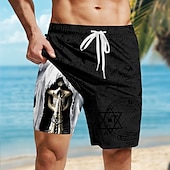 cheap Halloween Pants-Men&#039;s Geometric Skull Gothic Lined Shorts 2 in 1 Board Shorts Swim Shorts Mid Waist Hawaiian Retro Vintage Holiday Side Pockets With Compression Liner Elastic Drawstring Waist Designer Clothing