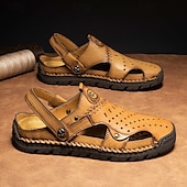 economico sandali da esterno-sandali da uomo - finitura in similpelle traforata, alla moda, per passeggiate informali e incontri del fine settimana
