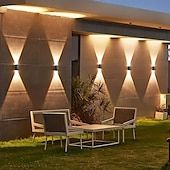 voordelige Wandverlichting buiten-4 stuks zonne-wandlampen IP65 waterdicht, op- en neerwaartse verlichting, landschapsverlichting voor thuis, garage, veranda, tuin, terras, vakantiedecoratie