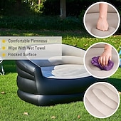 abordables Actividad al Aire Libre-Sofá inflable plegable con bomba de aire, ideal para camping, picnics, balcones y salas de estar.