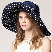 economico Protezione Solare-Cappello da spiaggia estivo da donna con tesa extra large, cappello da sole pieghevole per vacanze all&#039;aperto, viaggio, escursionismo, berretto parasole, elegante con nastro regalo e corda antivento -