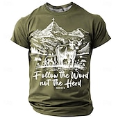 billiga Tro T-shirts-Herr Christian T-shirt Kortärmad T-shirt 3D-tryck Rund hals Skjorta Mode Dagligen Ledigt Gata Ledigt Dagligen Grön Kaki Grå Sommar Vår Kläder S M L XL XXL XXXL