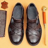 cheap Premium Leather Sandals-Men&#039;s Leather Sandals with Closed Toe – Breathable Non-Slip Summer Shoes for Formal Gatherings, Church  and Outdoor Wear