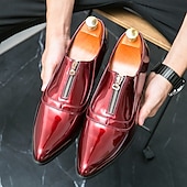 preiswerte Formell-glänzend blaue Lackleder-Abendschuhe für Herren mit Reißverschluss - trendige Tanzschuhe für besondere Anlässe