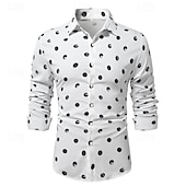 preiswerte Herrenhemd zum Knöpfen-Herren Hemd Sommerhemd Freizeithemd Strandhemd Knopfhemd Schwarz Weiß Marineblau Beige Langarm Grafik Revers Urlaub Hawaiianisch Button-Down Bekleidung Polyester Mode Lässig Bequem