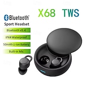 お買い得  ビジネスヘッドセット-X68 Bluetooth 5.3 ハンズフリーインイヤーヘッドセット LEDライト付き スポーツ Hi-Fi 日常使用＆旅行用