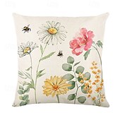 お買い得  花と植物のスタイル-花のデコラティブトスピロー カバー 4個 ソフトなスクエアソファクッションカバー 枕カバー 寝室 居間 ソファ チェア用