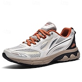 Χαμηλού Κόστους Ανδρικά Sneakers-ανδρικά αθλητικά παπούτσια τρεξίματος λευκά και πορτοκαλί με ελαφρύ πλέγμα – ευέλικτα αθλητικά παπούτσια για μπάσκετ και καθημερινή χρήση