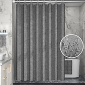 お買い得  シャワーカーテン-リネンテクスチャシャワーカーテン 12個のプラスチックフック付き 180cm*180cm(70&quot;*70&quot;) ヘビーデューティ生地のシャワーカーテンセット ラグジュアリー防水ポリエステル布シャワーカーテン バスルーム用