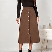 ieftine Fuste simple-Pentru femei Fustă Casual Midi Talie Medie Fuste Simplu Zdrobit Micro-elastic Vacanță Stradă Negru Roz Îmbujorat Roșu Vin Culoarea ghimbirului Vară Catifea