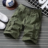 billiga Klassisk-Herr Cargo-shorts Shorts Sommarshorts Flera fickor Flikficka Slät Komfort Bärbar Knelängd Utomhus Sport Dagligen Mode Ledigt Svart Kaki