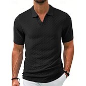 cheap Men&#039;s Classic Polo-Men&#039;s Golf Shirt Golf Polos Shirts Work Casual Lapel Short Sleeve Basic Modern Plain Jacquard Summer Regular Fit Black White Blue Khaki Golf Shirt