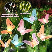 abordables Éclairage paysager-1 pc extérieur solaire papillon lumières simulation arc-en-ciel papillon pôle lumineux prise de terre lumière cour jardin pelouse chemin parc paysage lumière décorative lumière
