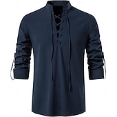 olcso Felsők-Középkori Reneszánsz 17. század Ing Kalóz Viking Egyszínű Jelmez Férfi Mindszentek napja Farsang Alkalmi / Napi Reneszánsz Vásár LARP Felnőttek Ing Tavaszi nyár