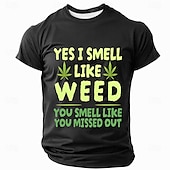 cheap Men&#039;s Funny T shirts-Men&#039;s Text Leaves Funny Slang T Shirt Short Sleeve T shirt 3D Print Crew Neck Crewneck Shirt Fashion Daily Casual Street Casual Daily Black Blue Green Summer Spring Clothing Apparel S M L XL XXL XXXL