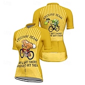 cheap Women&#039;s Jerseys-Women&#039;s Cycling Jersey Graphic Stripes Short Sleeve Bike Tee Tshirt Jersey with 3 Rear Pockets Mountain Bike MTB Quick Dry Anatomic Design Wicking Breathable Sports Pink Blue Orange Clothing Apparel