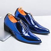 preiswerte Formell-glänzend blaue Lackleder-Abendschuhe für Herren mit Reißverschluss - trendige Tanzschuhe für besondere Anlässe