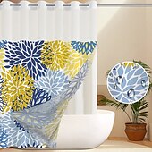 cheap Shower Curtains-No Hook Leaves Pattern Shower Curtain 180cm*180cm(70&quot;*70&quot;), Double Layer Waterproof Bathtub Curtain with Snap-in Fabric Liner &amp; Sheer Top Window for Bathroom Decor
