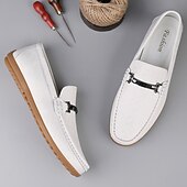 cheap Men&#039;s Slip-ons &amp; Loafers-Men&#039;s White Loafers with Silver Accents, Lightweight Casual Shoes, Ideal for Everyday Wear and Vacation Getaways