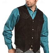 cheap Men&#039;s Vest-Men&#039;s Vest Gilet Vacation Daily Date Fashion Casual Spring Fall Buttons Pocket Polyester Comfortable Plain Single Breasted One-button V Neck Regular Fit Black Camel Vest