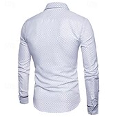 preiswerte Herrenhemd zum Knöpfen-Herren Hemd Sommerhemd Freizeithemd Strandhemd Knopfhemd Weiß Marineblau Langarm Punkte Revers Urlaub Hawaiianisch Button-Down Bekleidung Polyester Mode Lässig Bequem