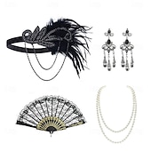 olcso Kiegészítők és még sok más-1920-as évek A nagy Gatsby Flapper fejpánt Gyöngyös karkötő Fülbevaló A nagy Gatsby Toll Retro Csillogó glitter Kristály / Strassz Női Farsang Valentin nap Álarcos mulatság Party estélyi viselet