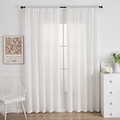 baratos Cortinas Transparentes-Cortina Vertical de Estilo Minimalista Moderno com Listras Imitando Linho para Sala de Estar Quarto Sala de Jantar Telas de Janela Semi Transparentes