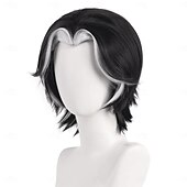 economico Parrucche Anime-hazbin hotel parrucca sintetica hesco micro locs lisci parrucca asimmetrica con riga profonda 14 pollici a1 capelli sintetici da donna cool classico confortevole nero