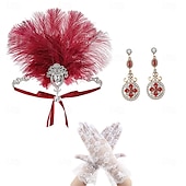 olcso Kiegészítők és még sok más-A nagy Gatsby Flapper fejpánt Gyöngyös karkötő Fülbevaló A nagy Gatsby Toll Retro Csillogó glitter Női Farsang Valentin nap Álarcos mulatság Party estélyi viselet Álarcos mulatság Fesztivál Felnőttek