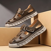 billiga Avslappnade sandaler-Herrsandaler Vita sportsandaler med stängd tå, justerbara remmar och slitstark sula för utomhusaktiviteter och vattensporter