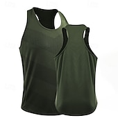 billiga Gym-toppar-Herr Linne Undertröjor Ärmlös tröja Ärmlös Rund halsringning Sommar Slät Mode Designer Semester Gata Utekväll Svart Rubinrött Blå Topp t-shirt för män