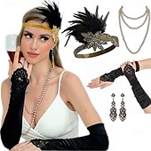 olcso Kiegészítők és még sok más-1920-as évek A nagy Gatsby Flapper fejpánt Gyöngyös karkötő Fülbevaló A nagy Gatsby Toll Retro Csillogó glitter Kristály / Strassz Női Farsang Valentin nap Álarcos mulatság Party estélyi viselet