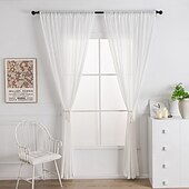 baratos Cortinas Transparentes-Cortina Vertical de Estilo Minimalista Moderno com Listras Imitando Linho para Sala de Estar Quarto Sala de Jantar Telas de Janela Semi Transparentes