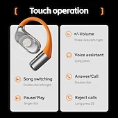 Недорогие Истинные беспроводные наушники (TWS)-Поворотная беспроводная Bluetooth гарнитура с открытыми ушами с долгим сроком службы батареи и шумоподавлением
