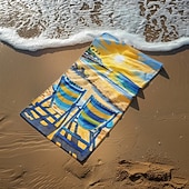 economico set di asciugamani da spiaggia-telo mare stampato, telo mare leggero e anti-sabbia ad asciugatura rapida, ideale per viaggi, piscina e uso all'aperto