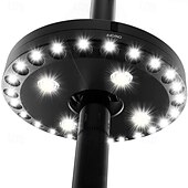 baratos Luzes de trabalho-Luz de guarda-chuva de pátio com 3 modos de brilho, sem fio, 28 luzes LED - 4 pilhas AA operadas, luz de poste de guarda-chuva para guarda-sóis de pátio, barracas de acampamento ou uso interno