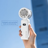 cheap Fans-Folding Handheld Cooling Fan with Ceramic Refrigeration, 13000RPM Motor, 100-Speed Digital Display, Type-C Charging, White