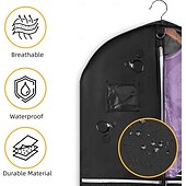 voordelige Kledingzak &amp; Deksel-Kledinghoes voor kostuums met 4 zakken en gesp, 110 x 60 cm, opvouwbare reishoes van non-woven materiaal met handvat, stofdichte opbergtas voor herenjas, jack, kinderkleding