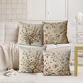 preiswerte Blumen- und Pflanzenstil-Vintage Pastoral Dekorative Kissenbezüge 4PC Weicher quadratischer Sofakissenbezug Kissenbezug für Schlafzimmer Wohnzimmer Sofa Stuhl