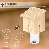 abordables Soins et soutien aux animaux-Piège à abeilles charpentières pour l&#039;extérieur - Pièges à abeilles charpentières suspendus en bois de style pentroof pour l&#039;extérieur - Pièges à insectes avec voûte amovible (1 paquet)